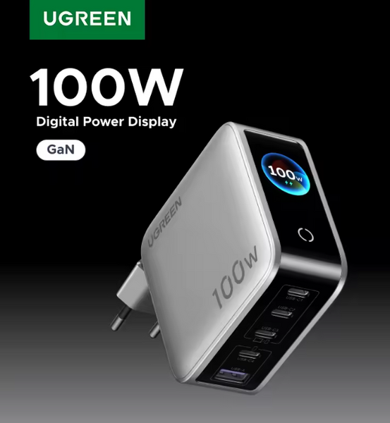Сетевое зарядное устройство UGREEN 100W GaN Smart Display 003 фото